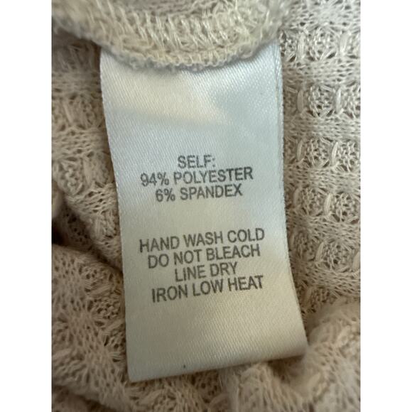 Lulus Women's Beige Tan Waffle Knit Long Sleeve Turtleneck Bodysuit Top Size S - Picture 4 of 4